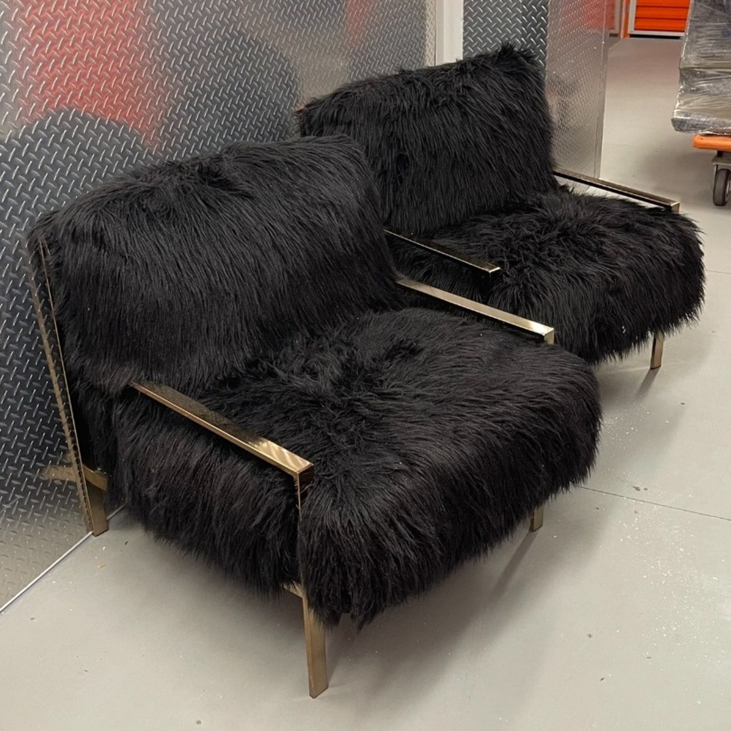 Jonathan Louis Faux Fur Black Chair Set of 2 - image-1
