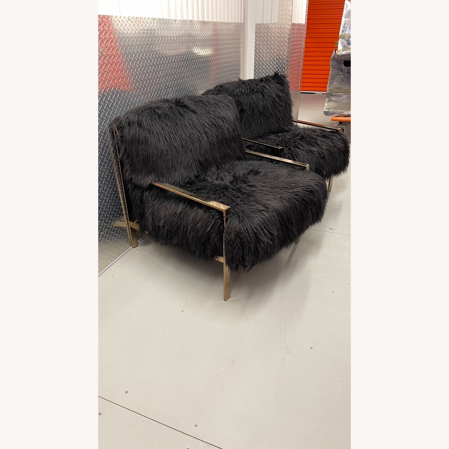 Jonathan Louis Faux Fur Black Chair Set of 2 - image-3