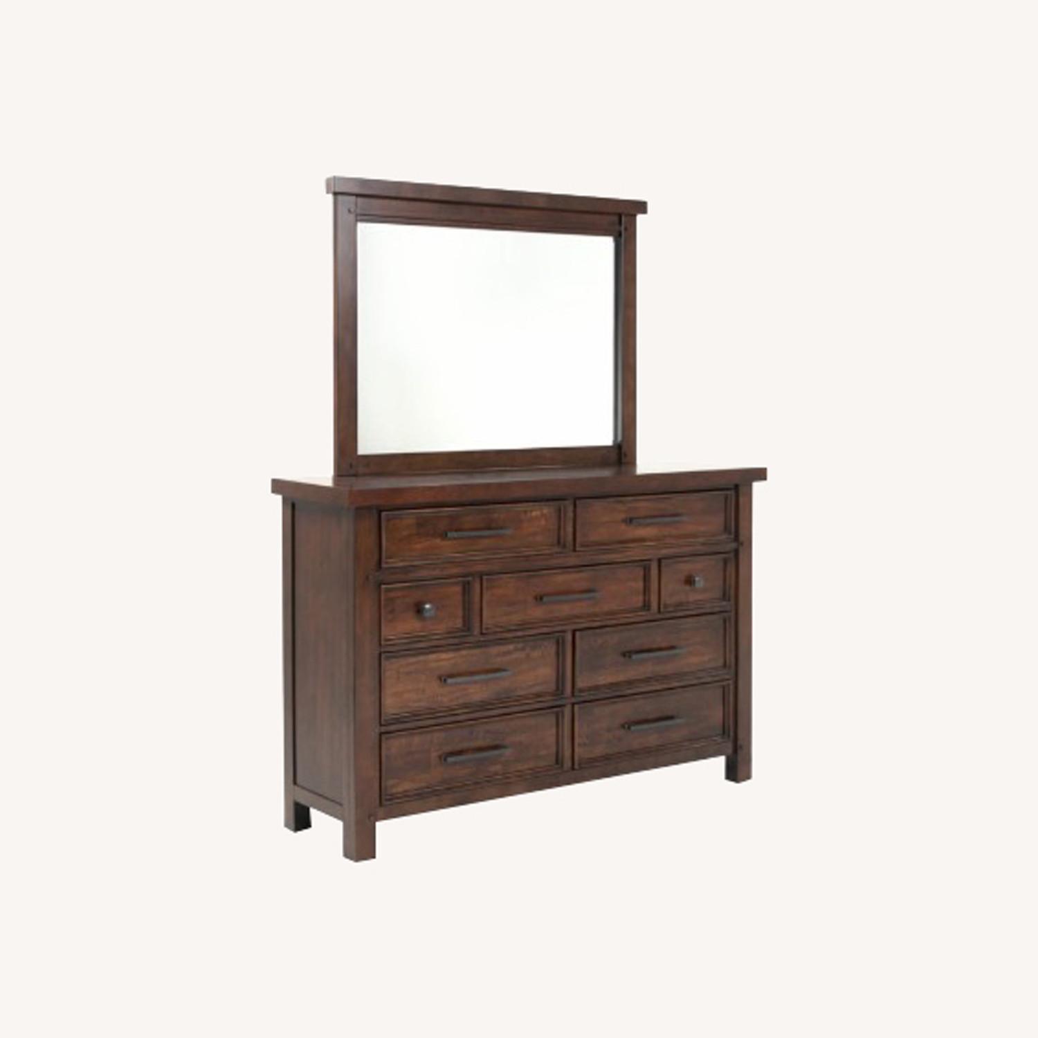 Hudson Pecan 9 Drawer Dresser & Mirror - image-0