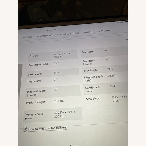 Used West Elm Laurent Leather  2 Piece Sectional for sale on AptDeco