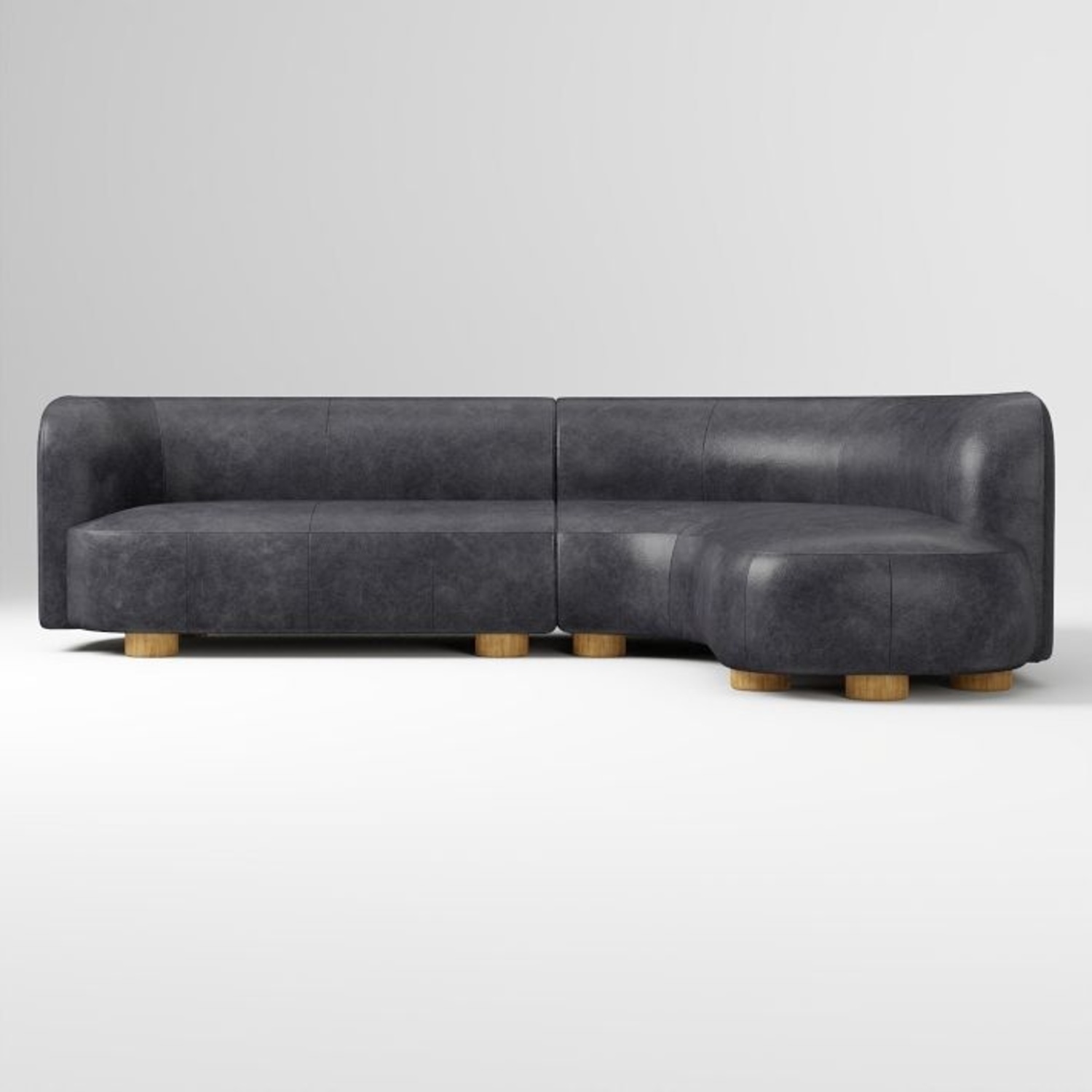 West Elm Laurent Leather  2 Piece Sectional - image-0