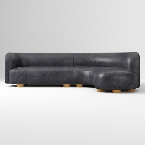 Used West Elm Laurent Leather  2 Piece Sectional for sale on AptDeco