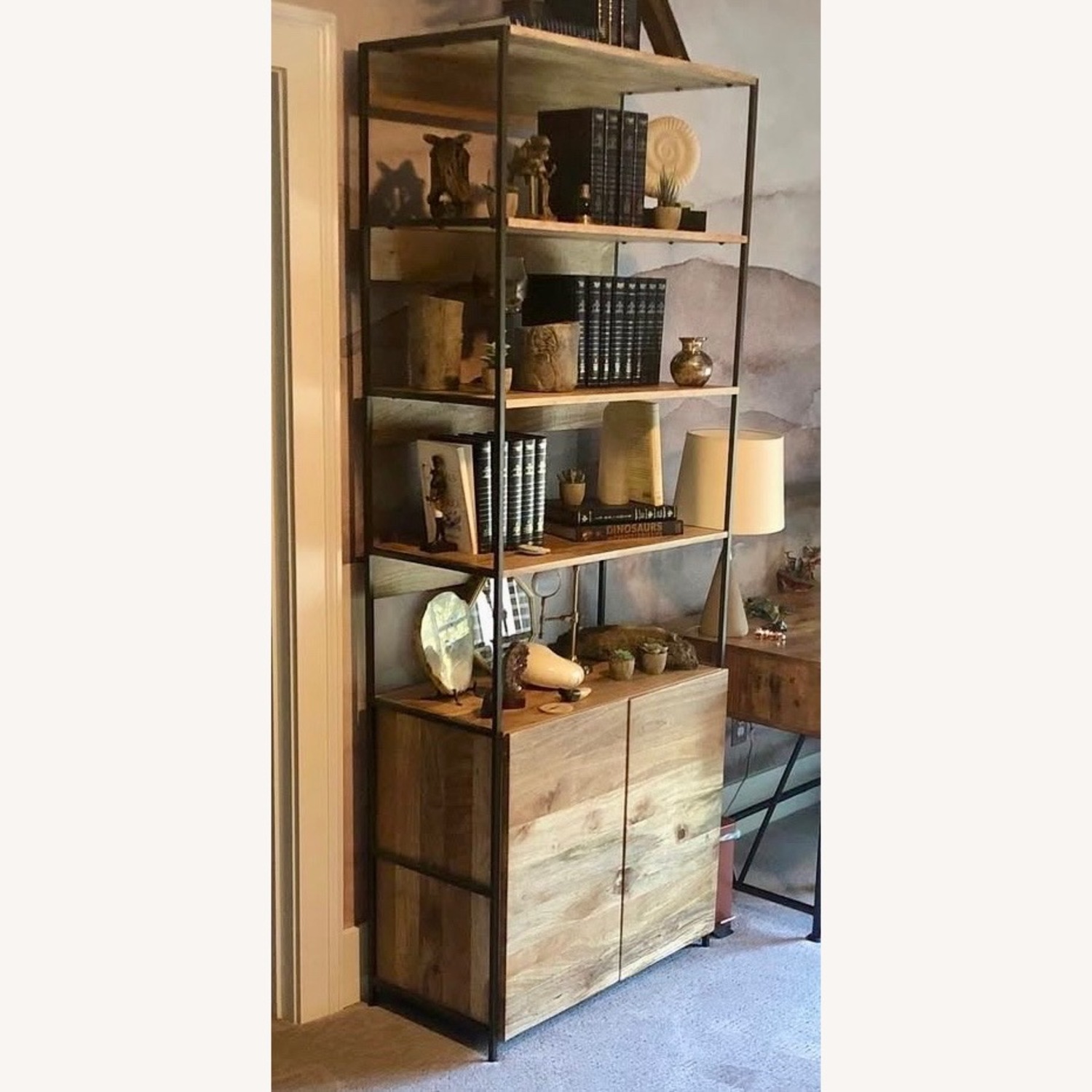 West Elm Industrial Bookshelf with Storage Cabinet - image-2