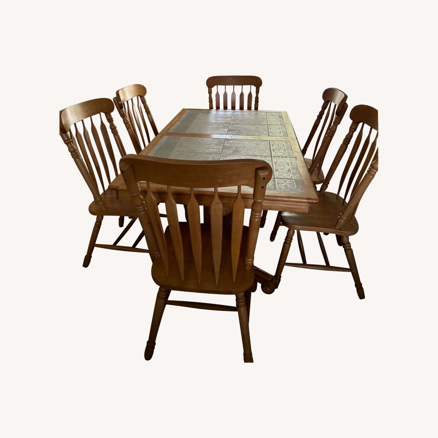 Wood and Tile Dining Table - image-0