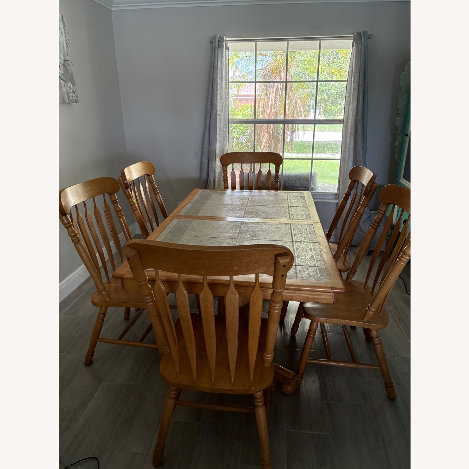 Wood and Tile Dining Table - image-2