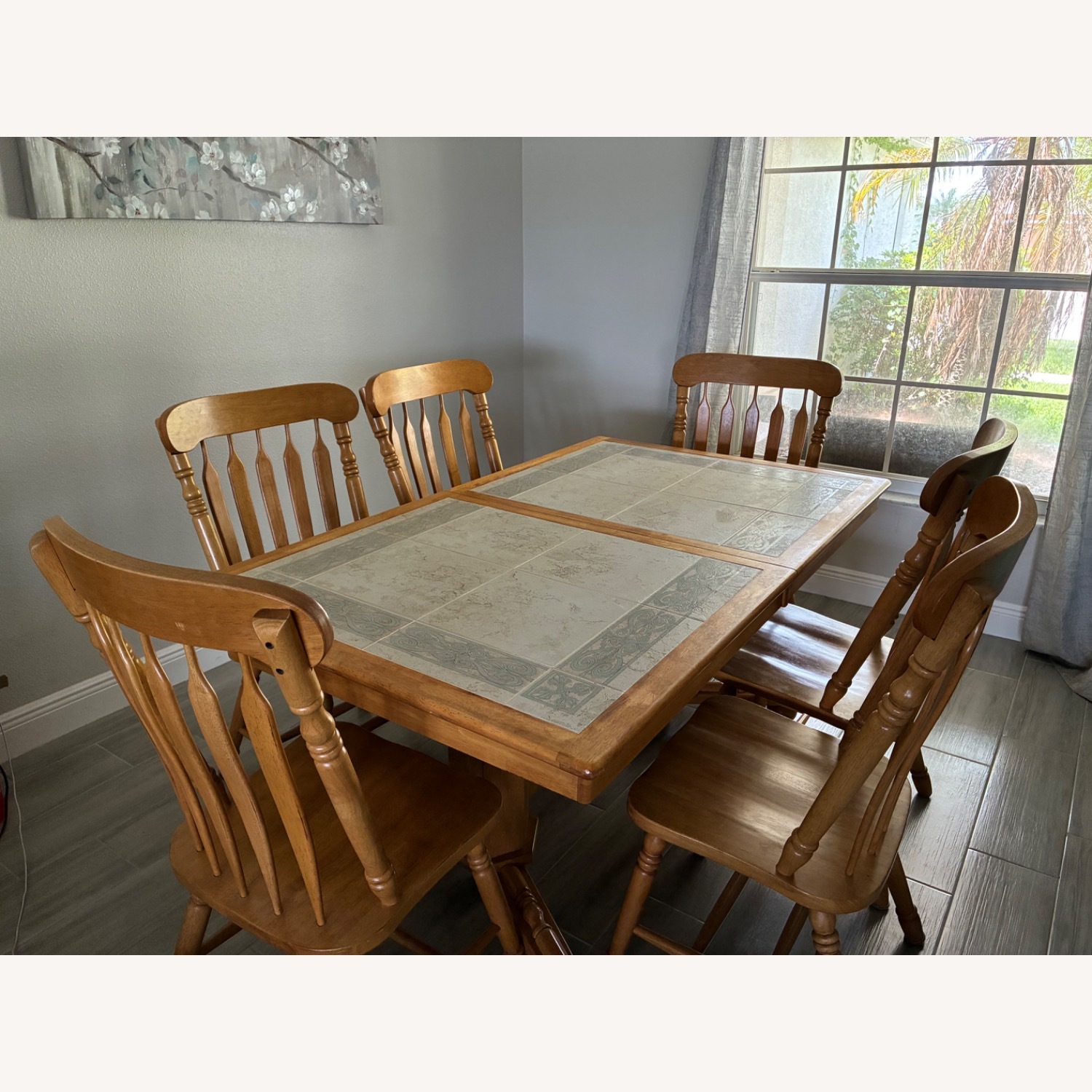 Wood and Tile Dining Table - image-1