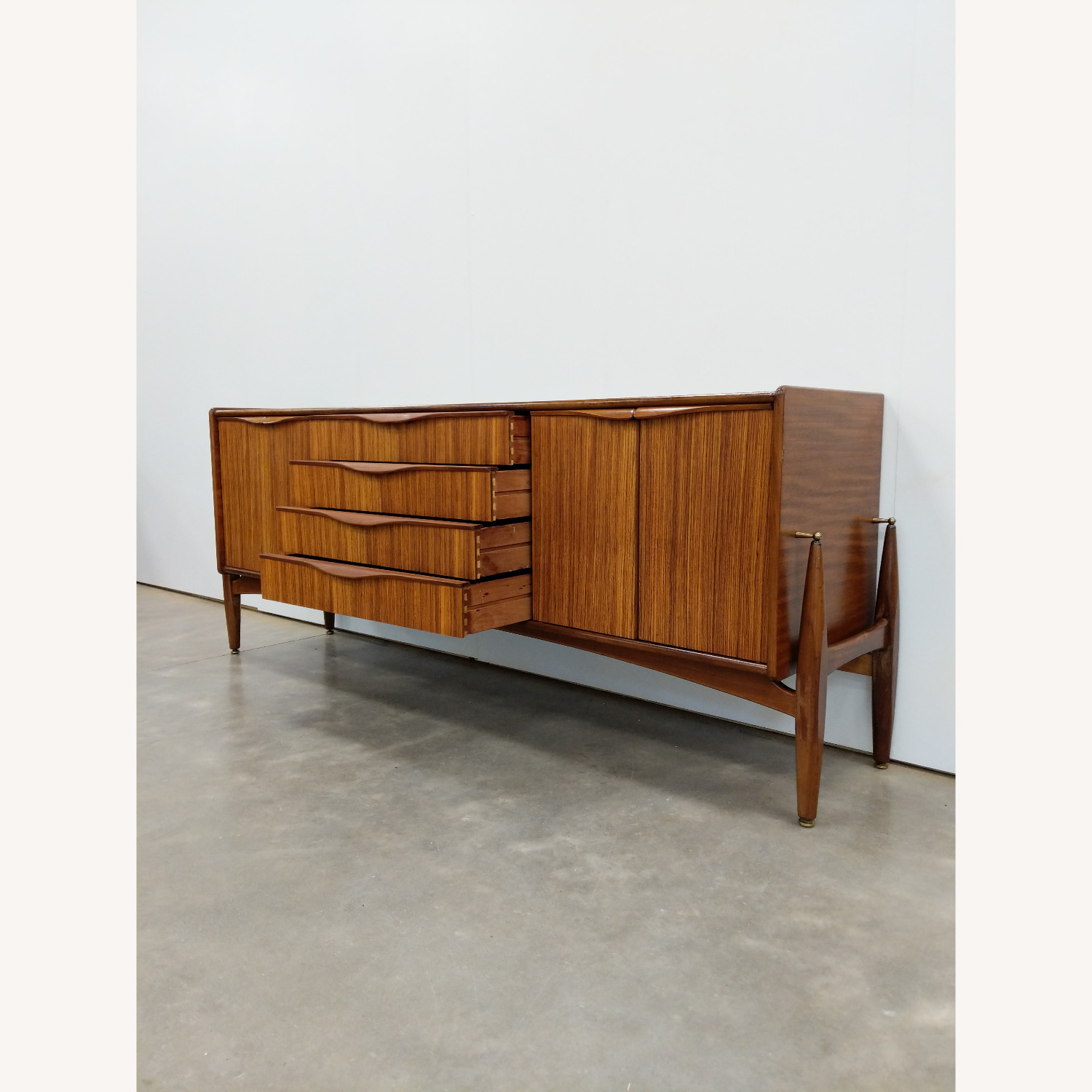 Vintage Mid Century Modern Zebrano Credenza - image-3