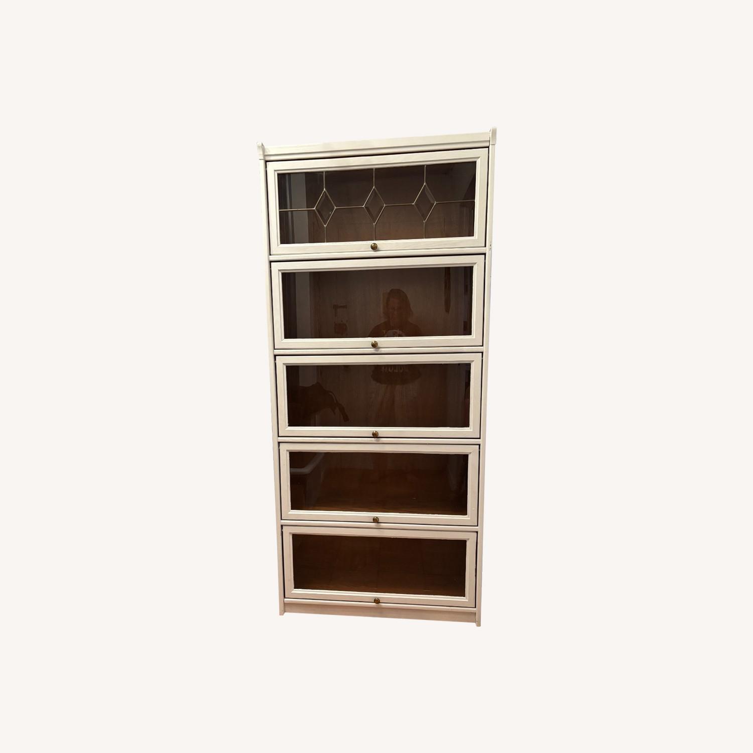Oak Bookcase with Glass Doors - image-0