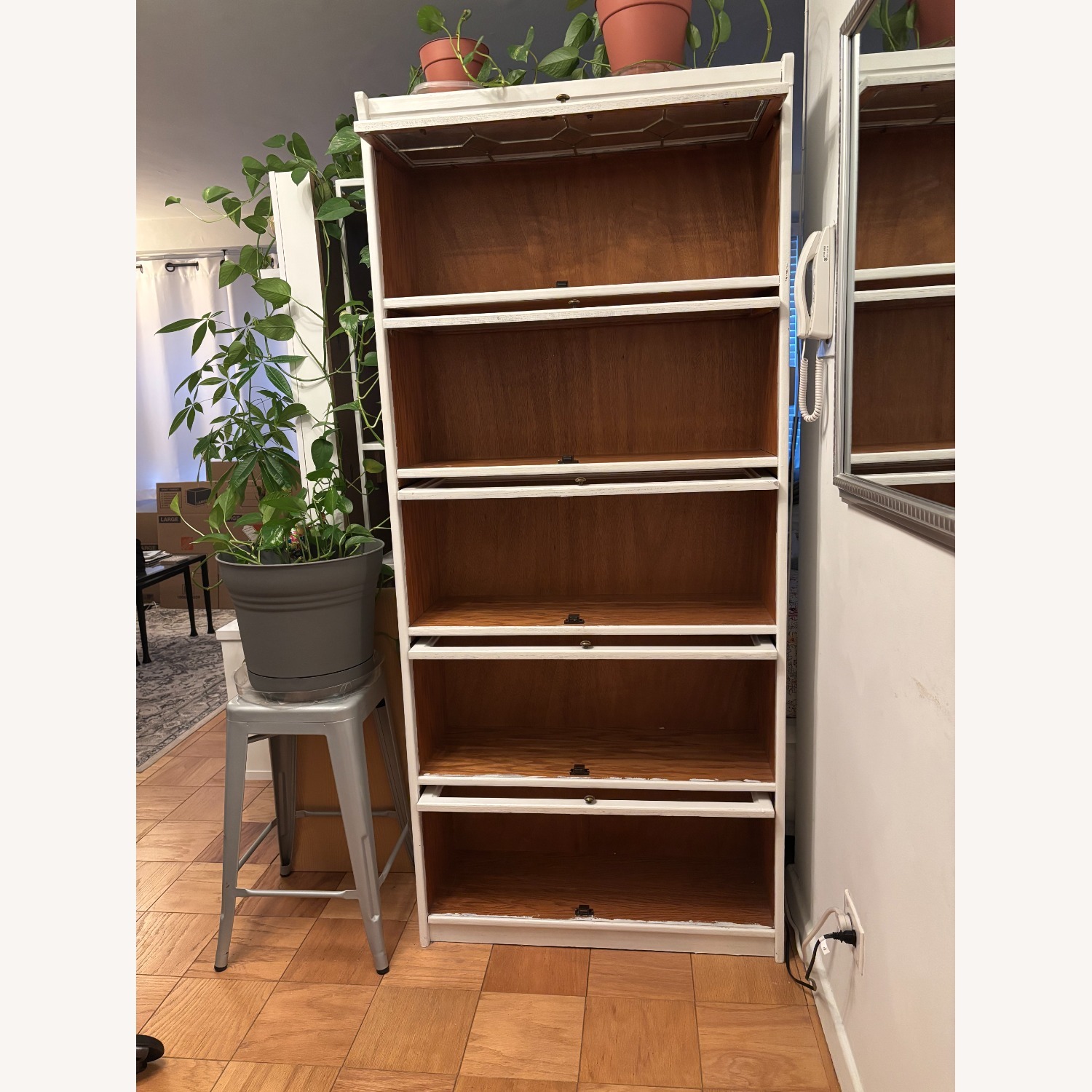 Oak Bookcase with Glass Doors - image-1