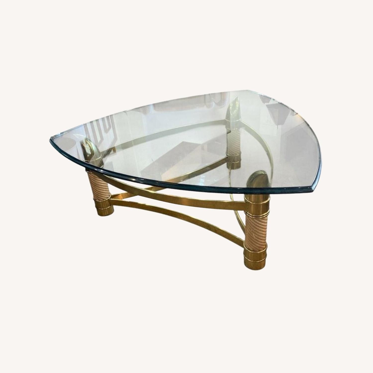 Faux Italian Elephant Tusk & Brass Coffee Table - image-0