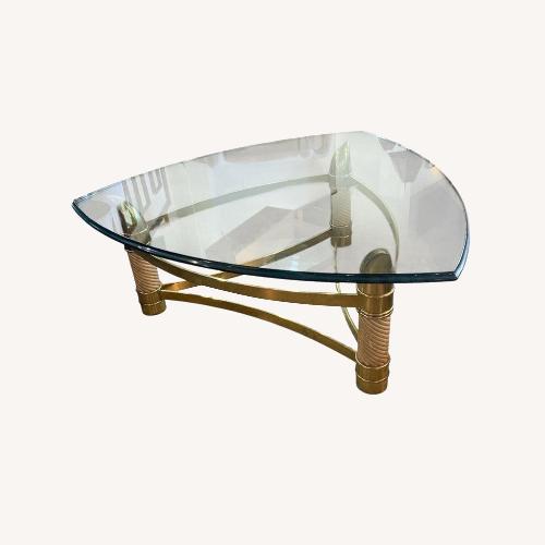 Used Faux Italian Elephant Tusk & Brass Coffee Table for sale on AptDeco