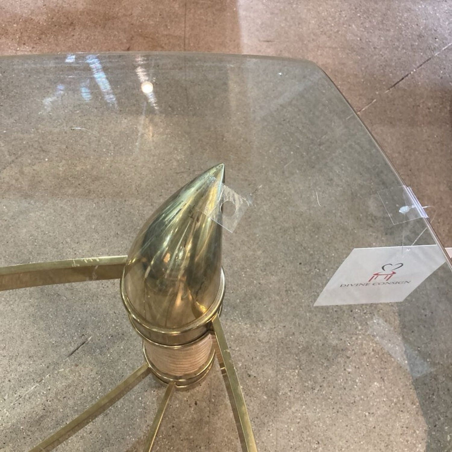 Faux Italian Elephant Tusk & Brass Coffee Table - image-5