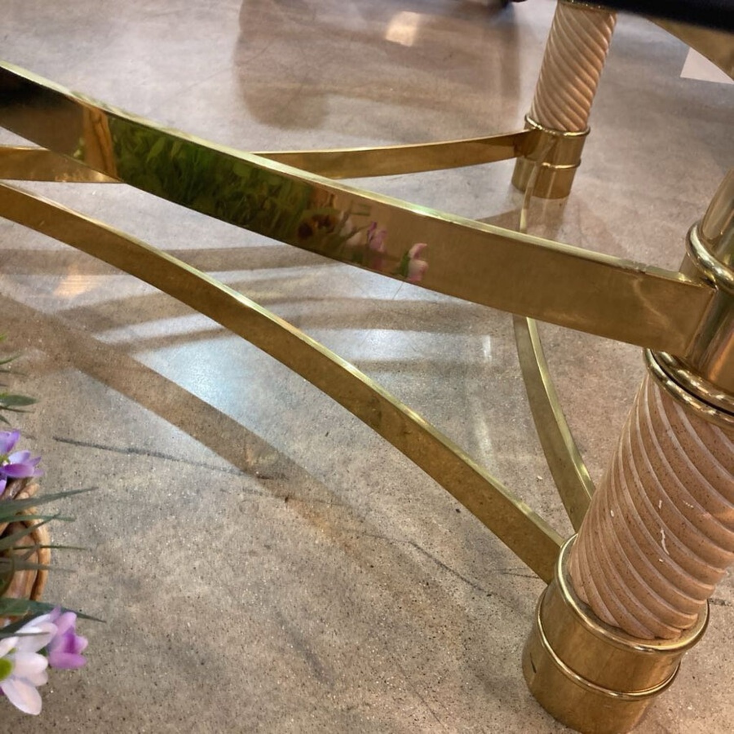 Faux Italian Elephant Tusk & Brass Coffee Table - image-8