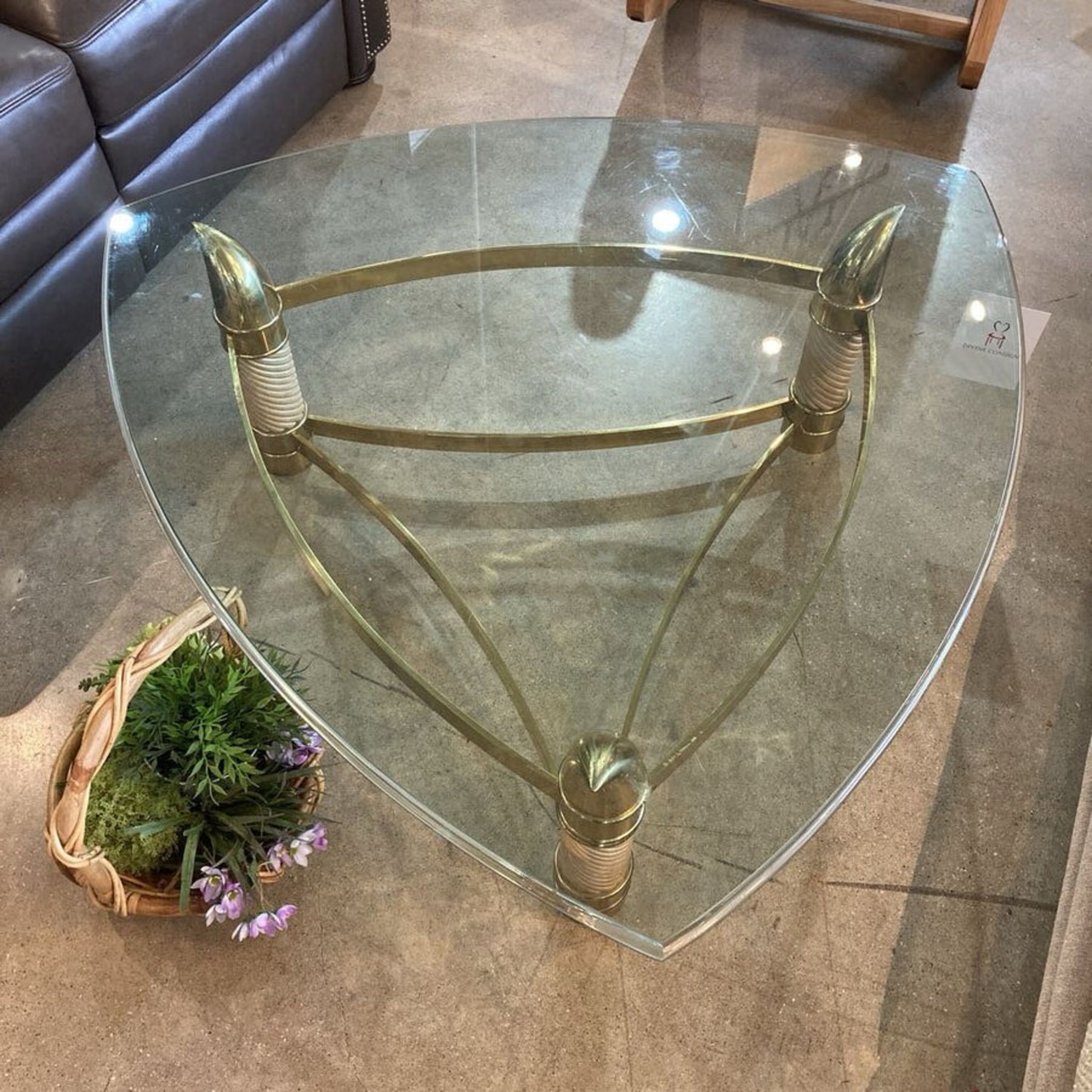 Faux Italian Elephant Tusk & Brass Coffee Table - image-4