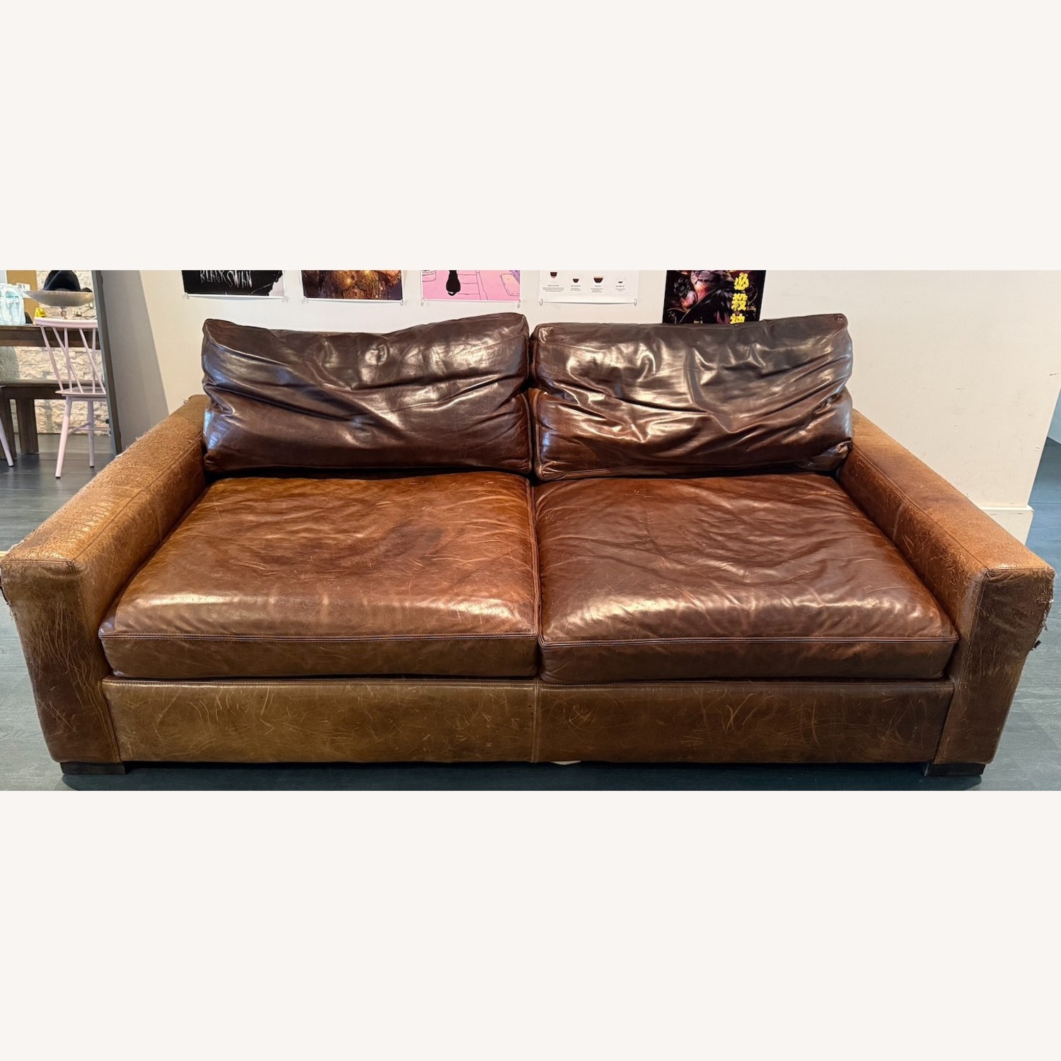 Restoration Hardware Maxwell Leather Sofa - image-1