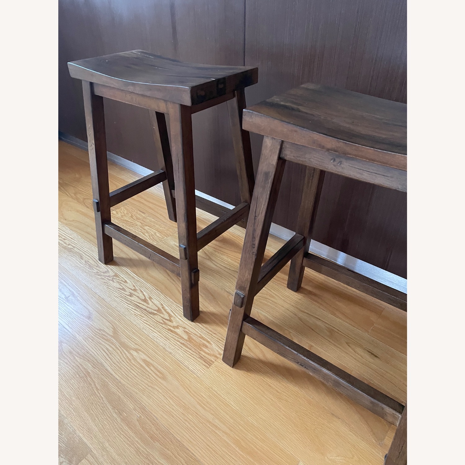Set of 2 Solid Wood Counter Height Bar Stools  - image-2