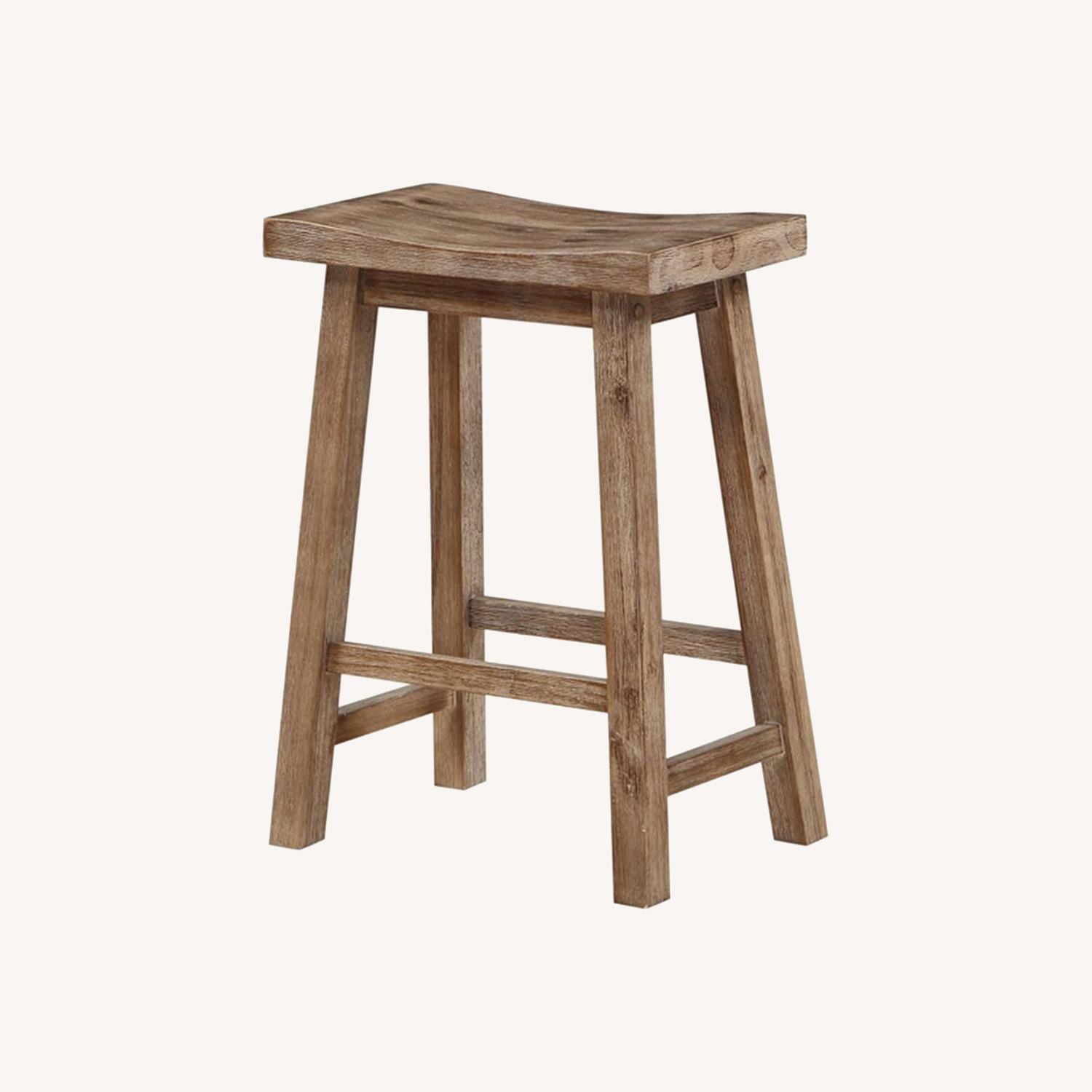 Set of 2 Solid Wood Counter Height Bar Stools  - image-0