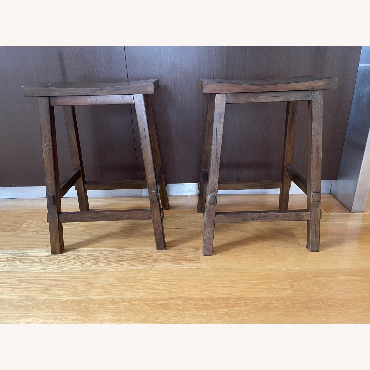 Set of 2 Solid Wood Counter Height Bar Stools  - image-1