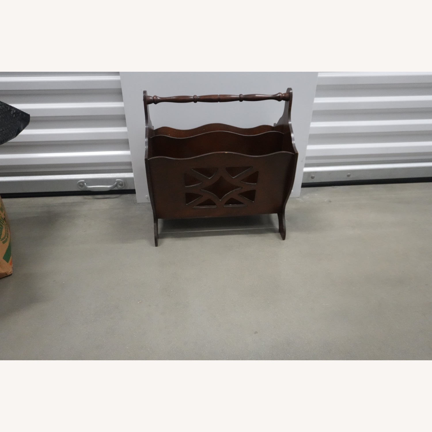 Vintage Wooden Magazine Rack with Handle - image-1