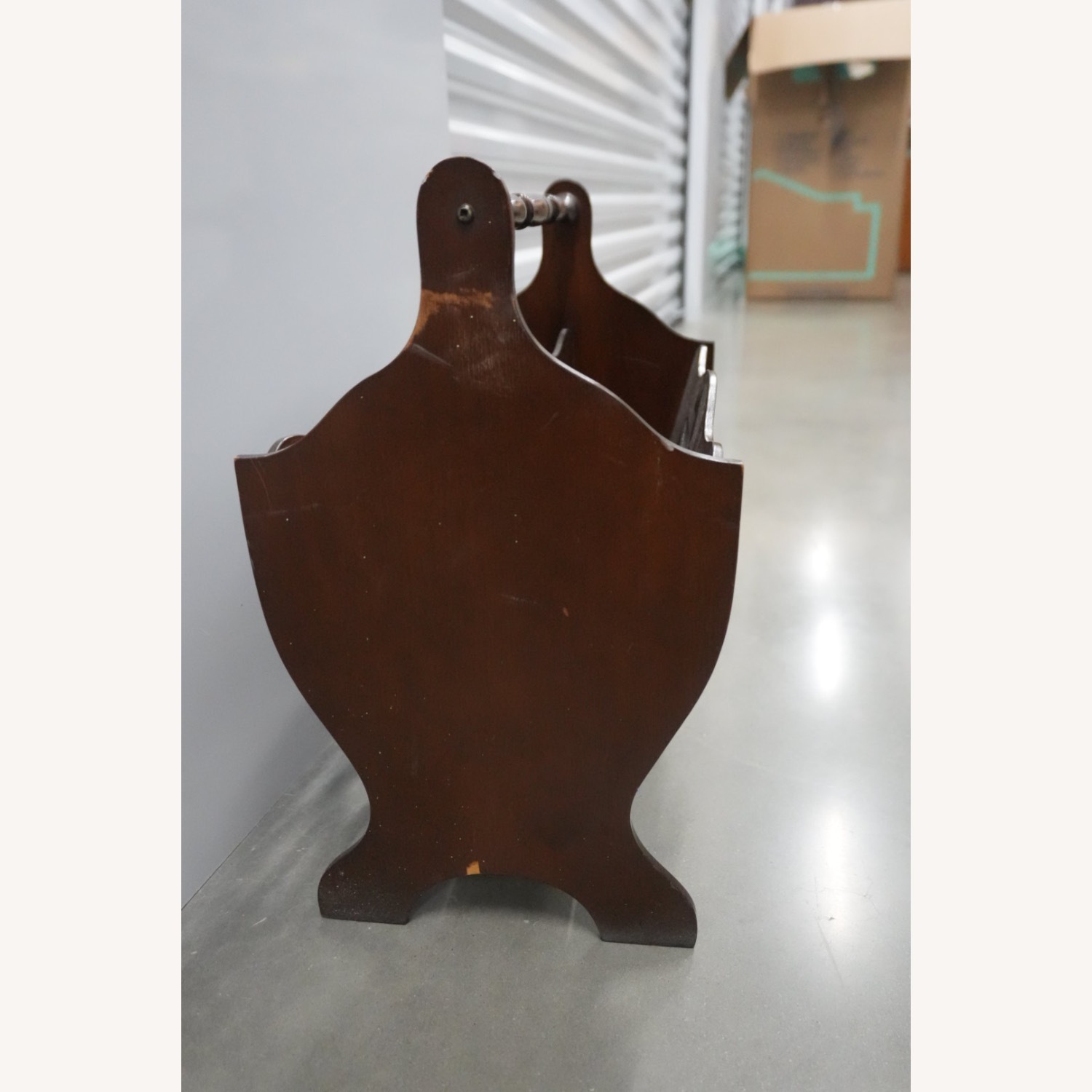 Vintage Wooden Magazine Rack with Handle - image-2