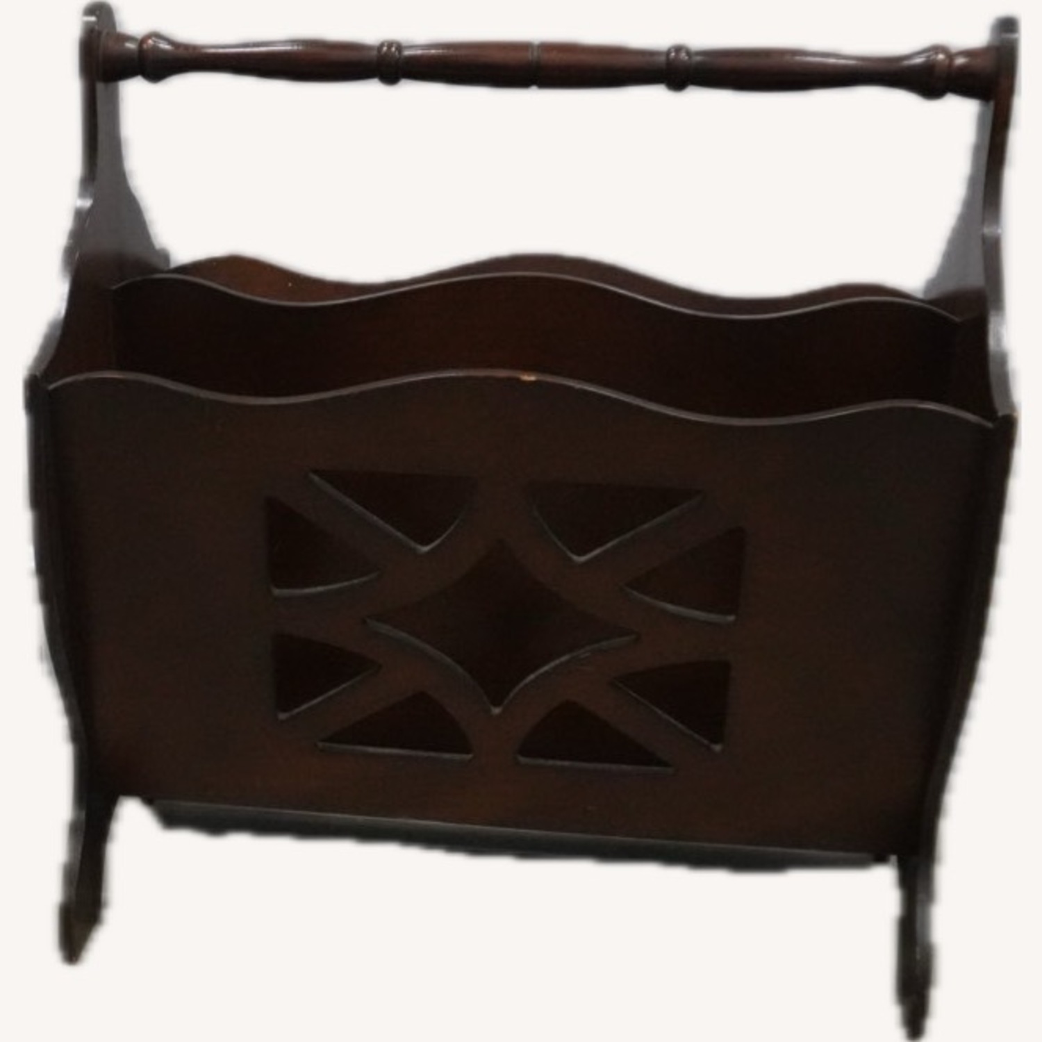 Vintage Wooden Magazine Rack with Handle - image-0