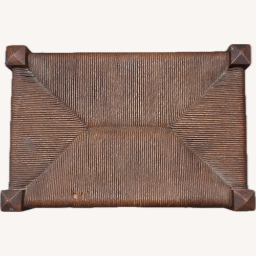 Used Mid-Century Footstool with Raffia Seat for sale on AptDeco