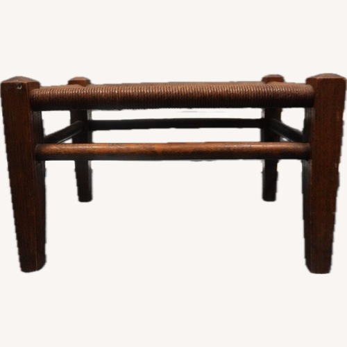 Used Mid-Century Footstool with Raffia Seat for sale on AptDeco