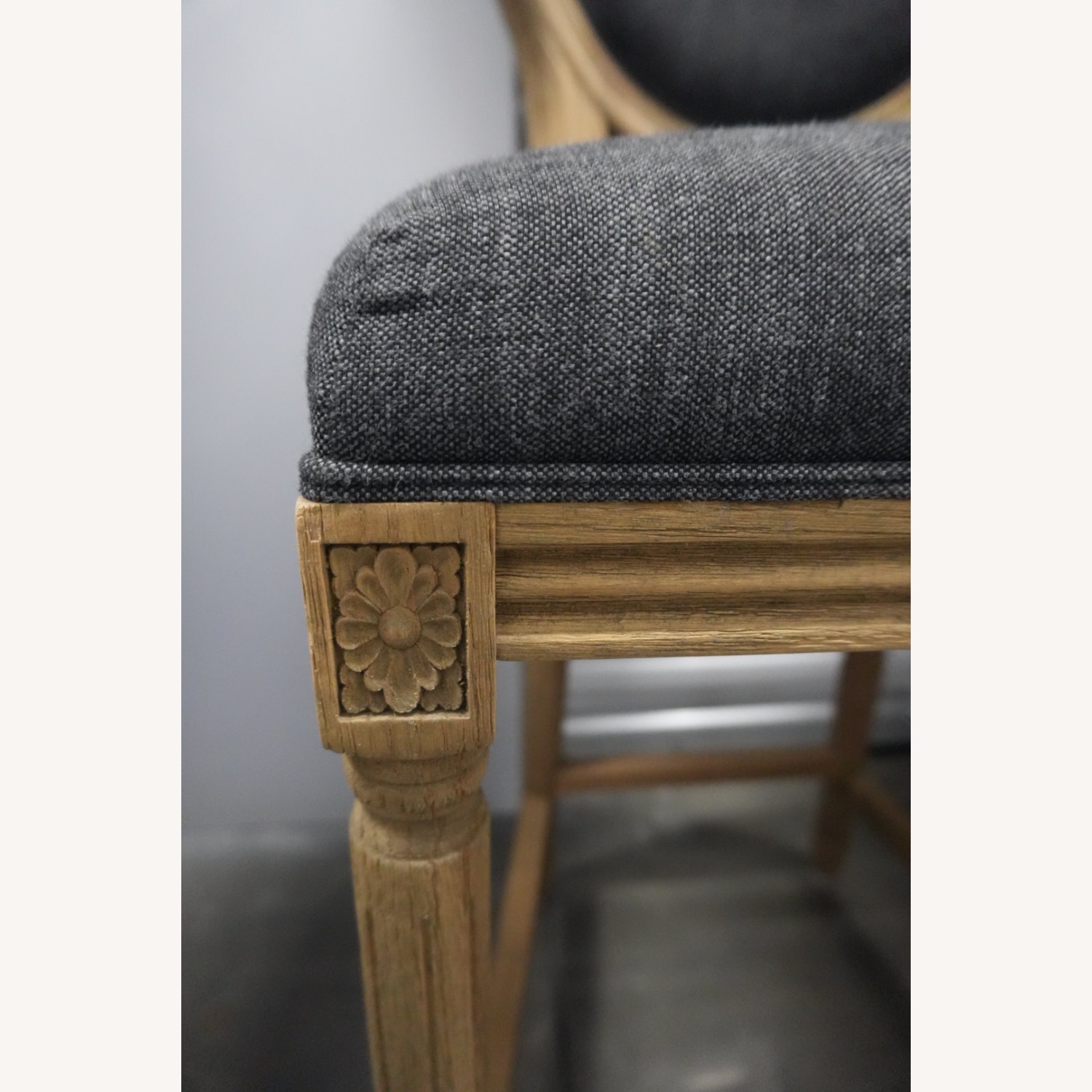 French Country Bar Stool with Linen Upholstery - image-4