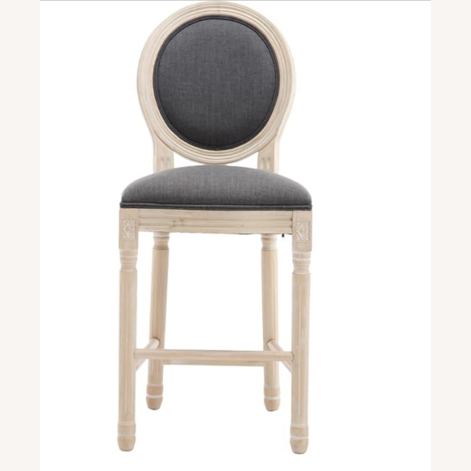 French Country Bar Stool with Linen Upholstery - image-0