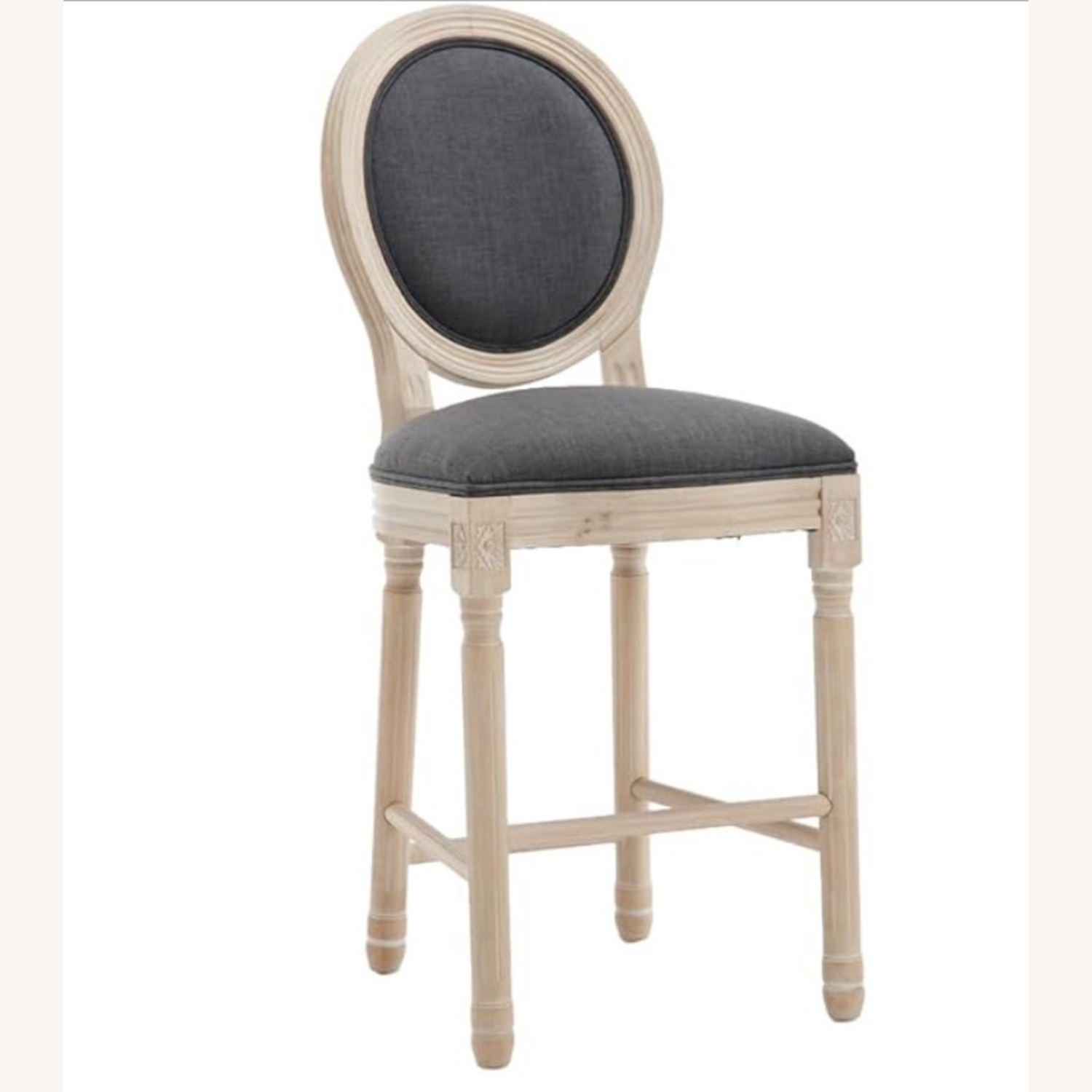 French Country Bar Stool with Linen Upholstery - image-1