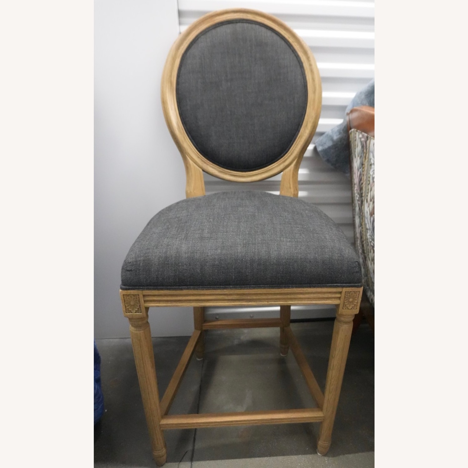 French Country Bar Stool with Linen Upholstery - image-3
