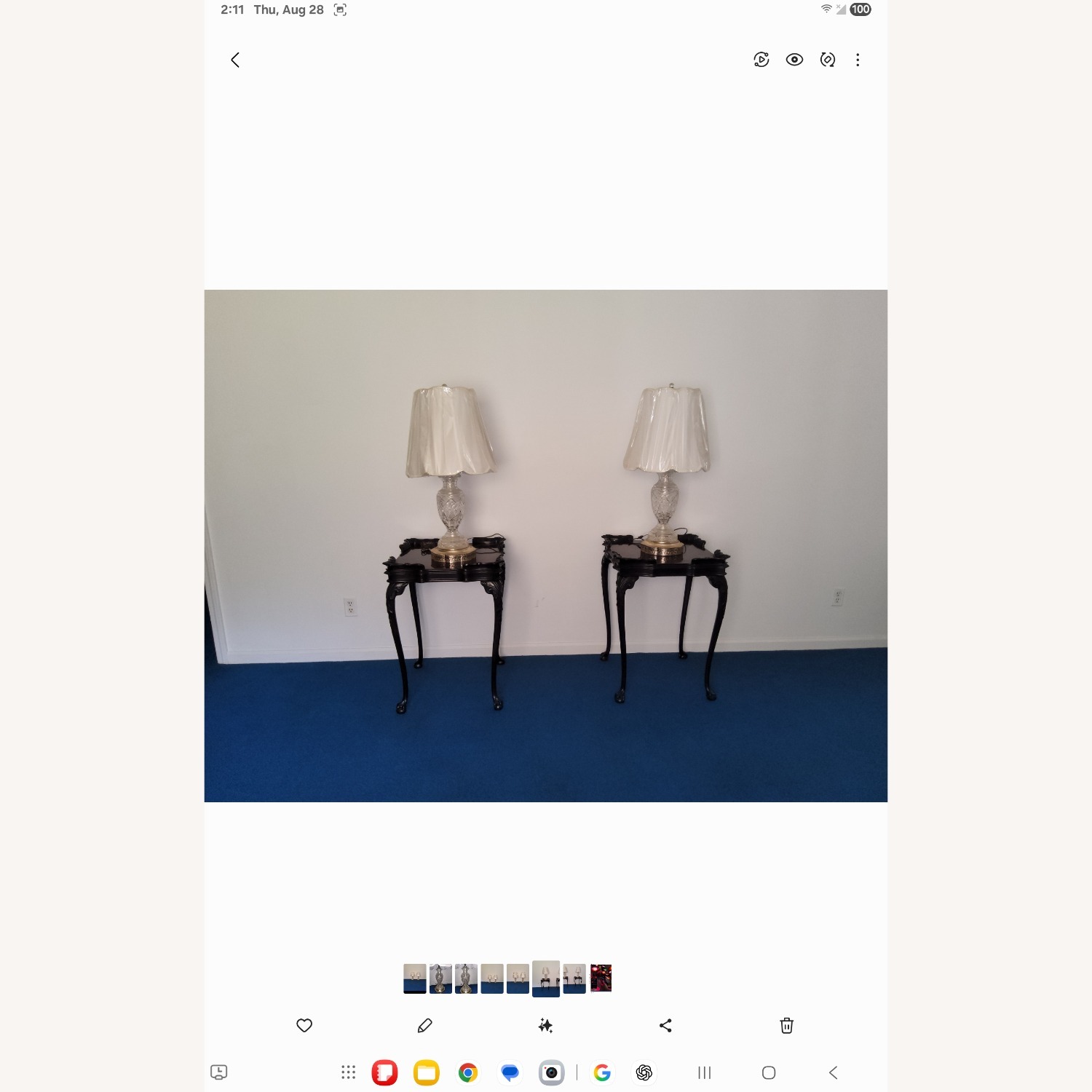 Matching Glass & Gold Base Table Lamps - image-4