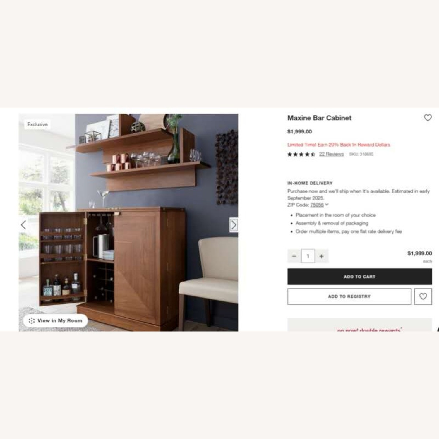 Crate & Barrel Maxine Bar Cabinet - image-5