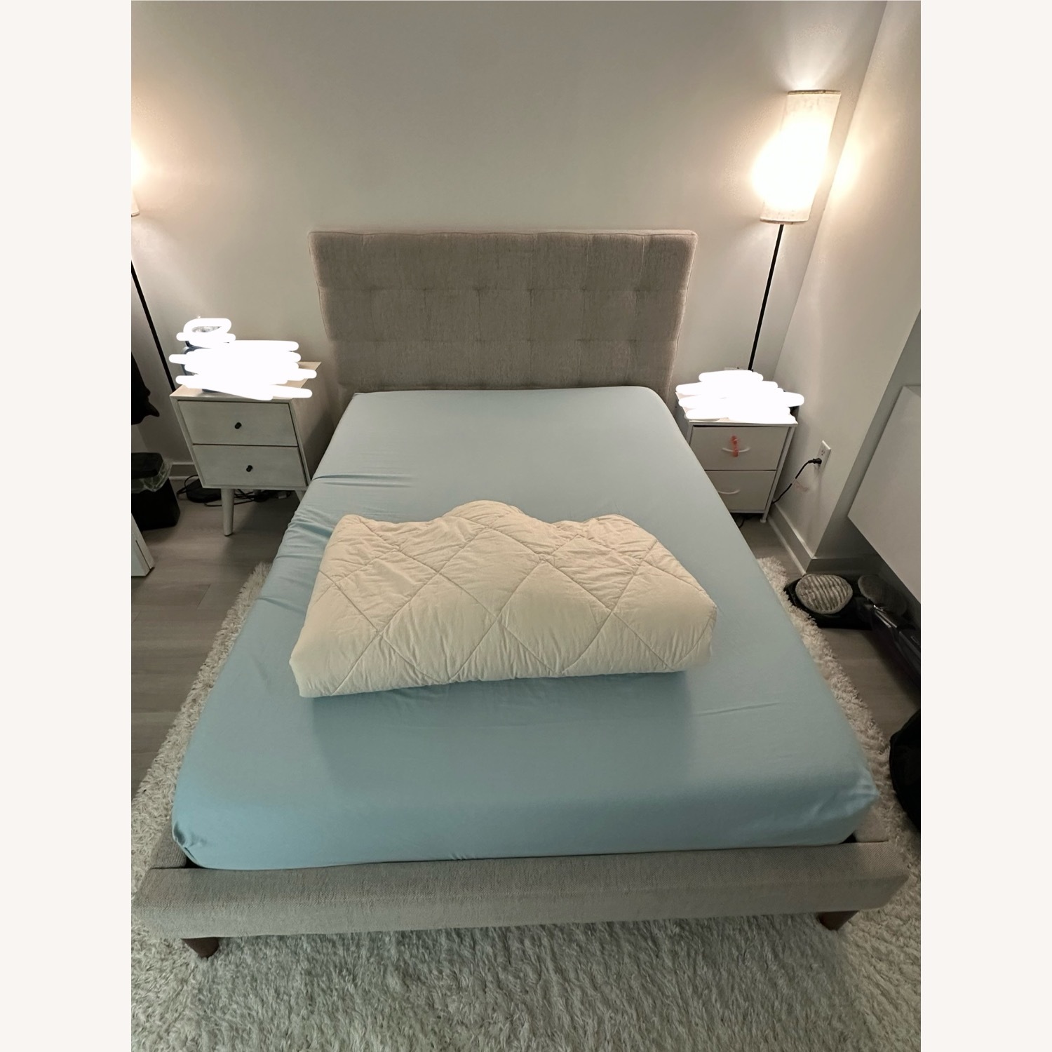 West Elm Grid-Tufted Upholstered Full Bed Frame - image-2