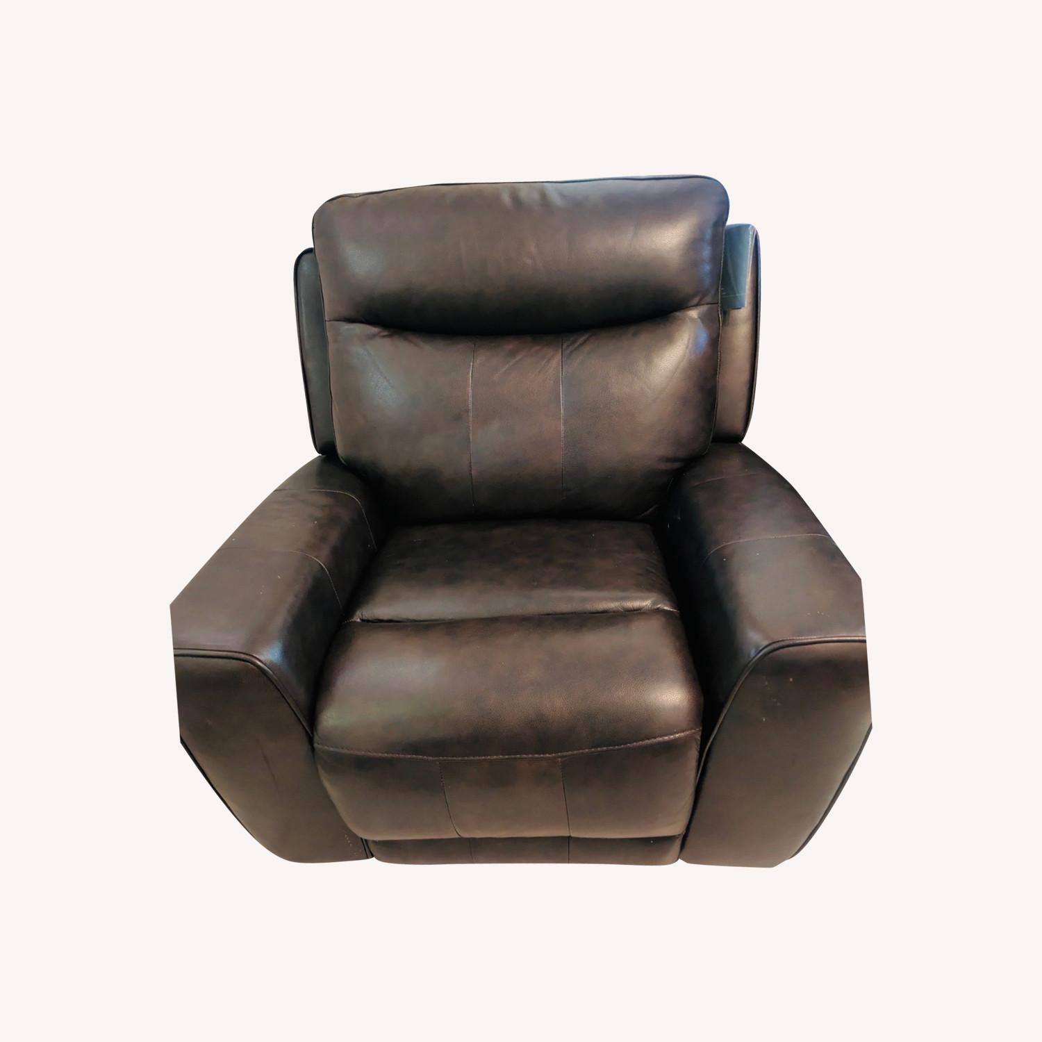 Macy's Dual Power Leather Recliner - image-0