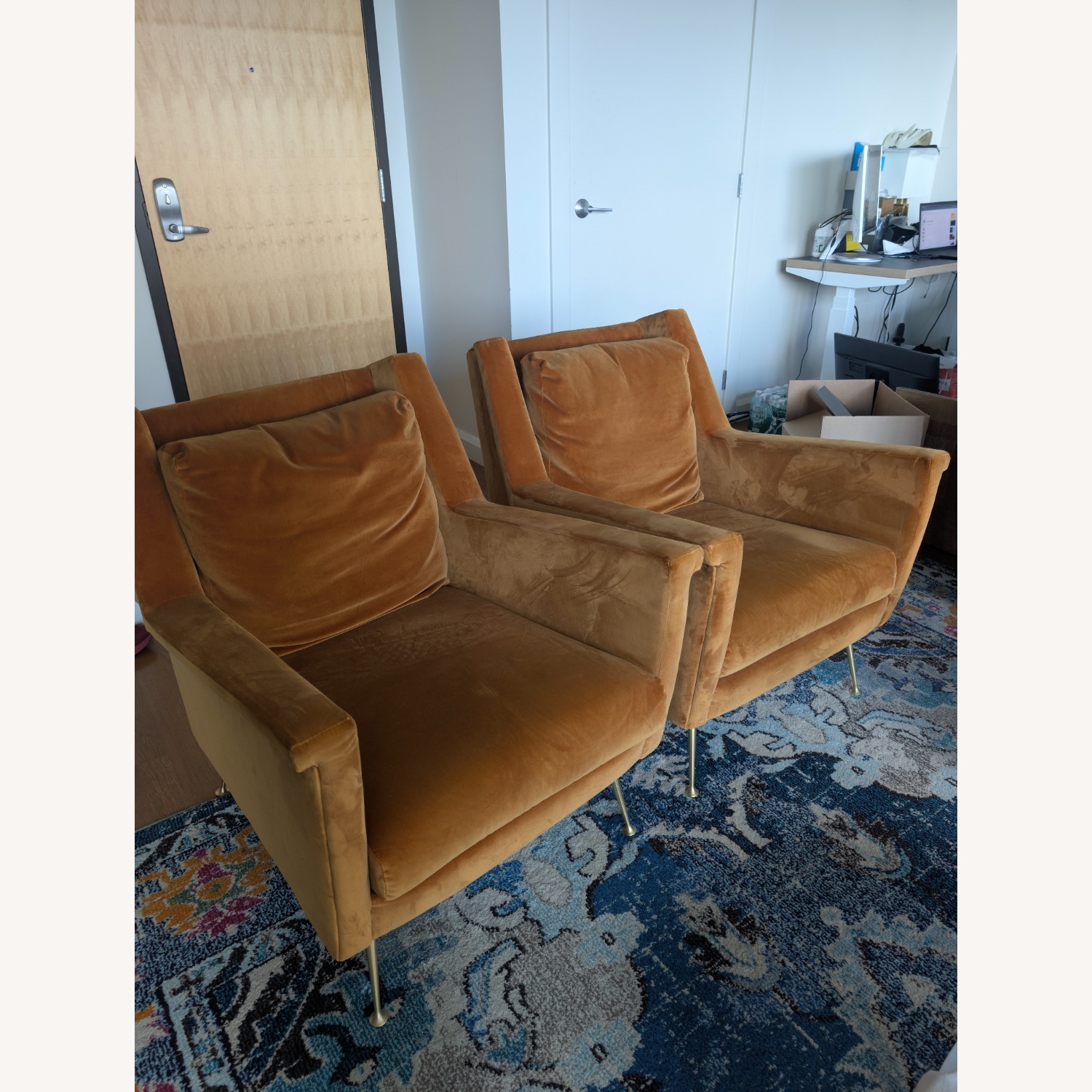 West Elm Carlo Chair Astor Velvet Dark Cardamom - image-1