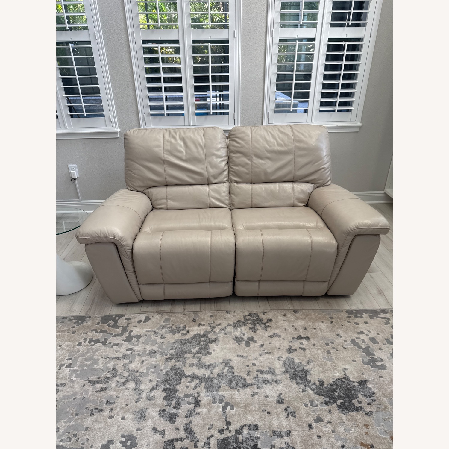 Premium Leather Beige Dual Recliner - image-2