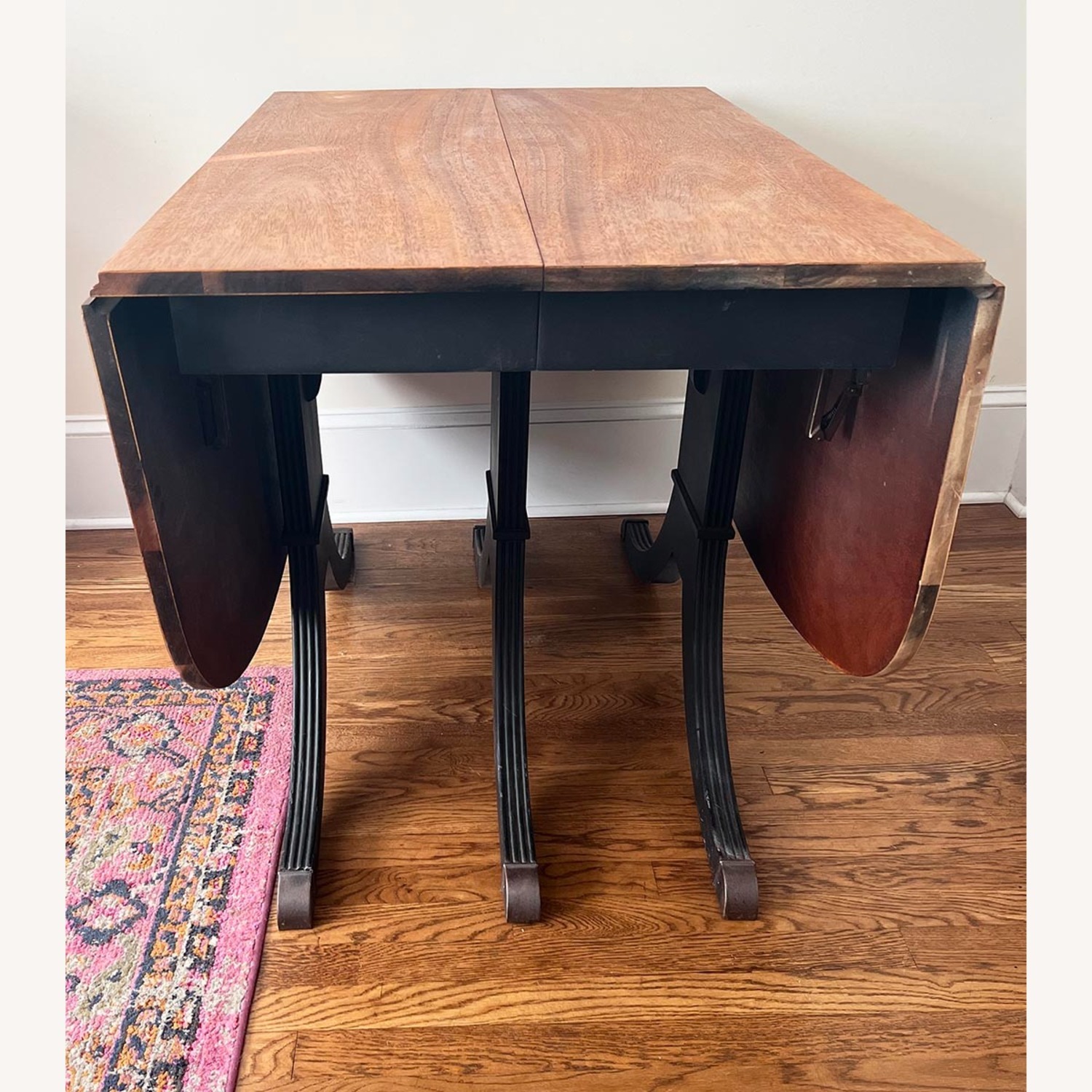 Vintage Wood Dining Table with Foldable Leaves - image-3