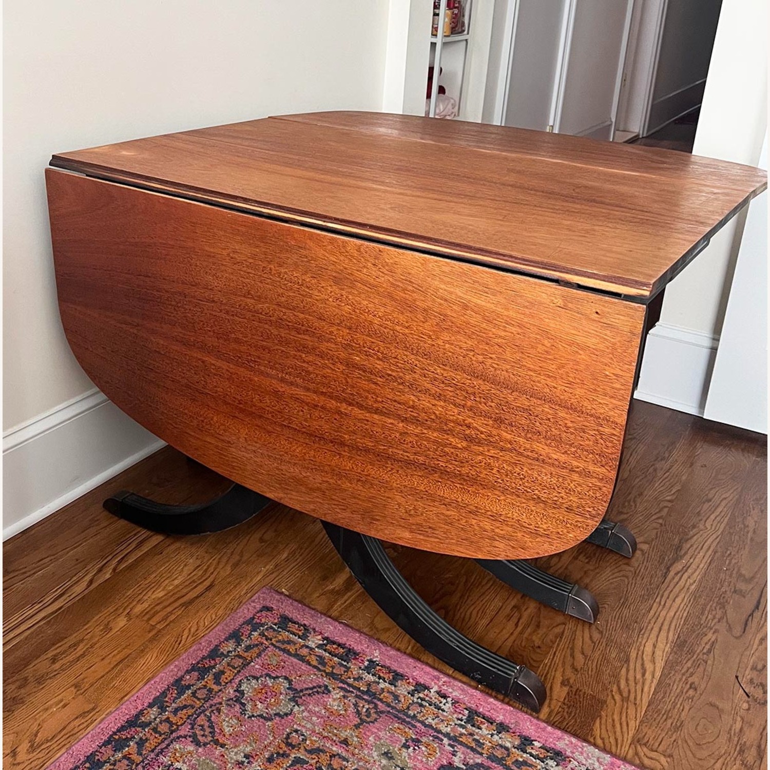 Vintage Wood Dining Table with Foldable Leaves - image-5