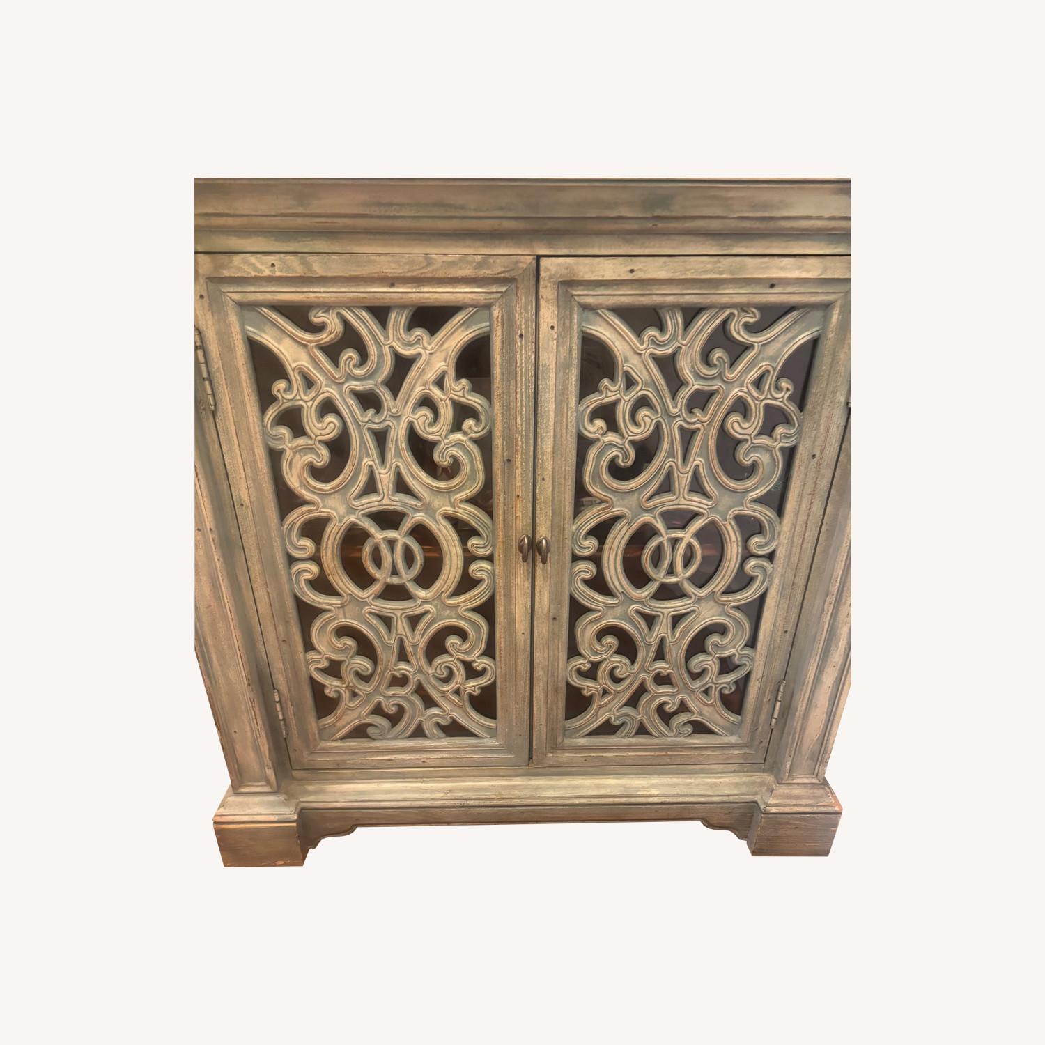 Distressed Wood Cabinet With Shelves - AptDeco