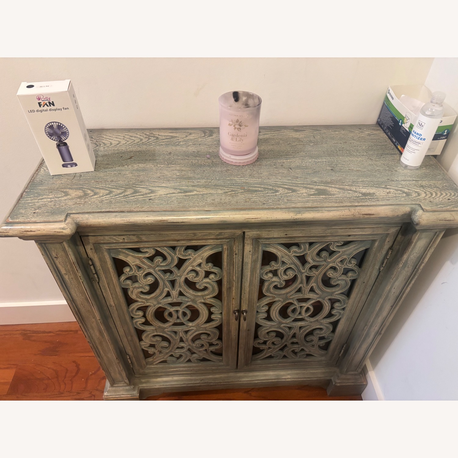 Distressed Wood Cabinet With Shelves - AptDeco