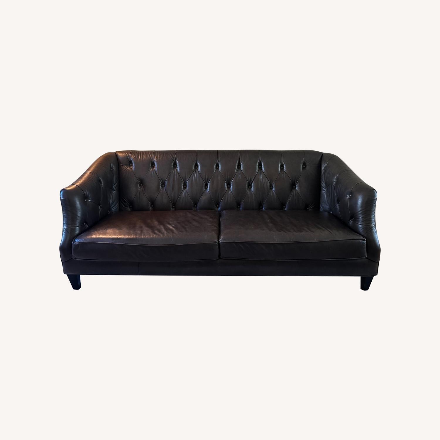 Dark Brown Leather Sofa - image-0