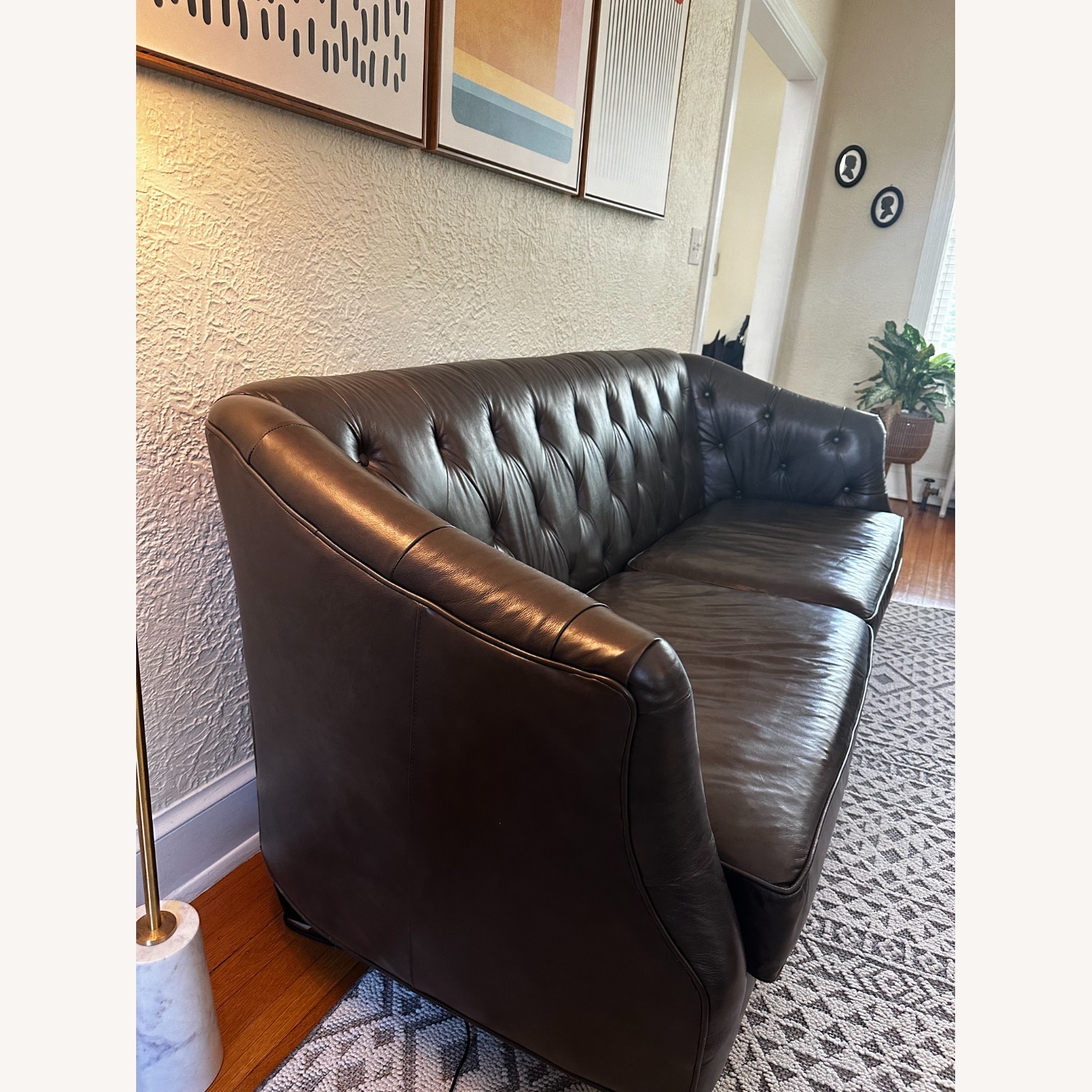 Dark Brown Leather Sofa - image-3
