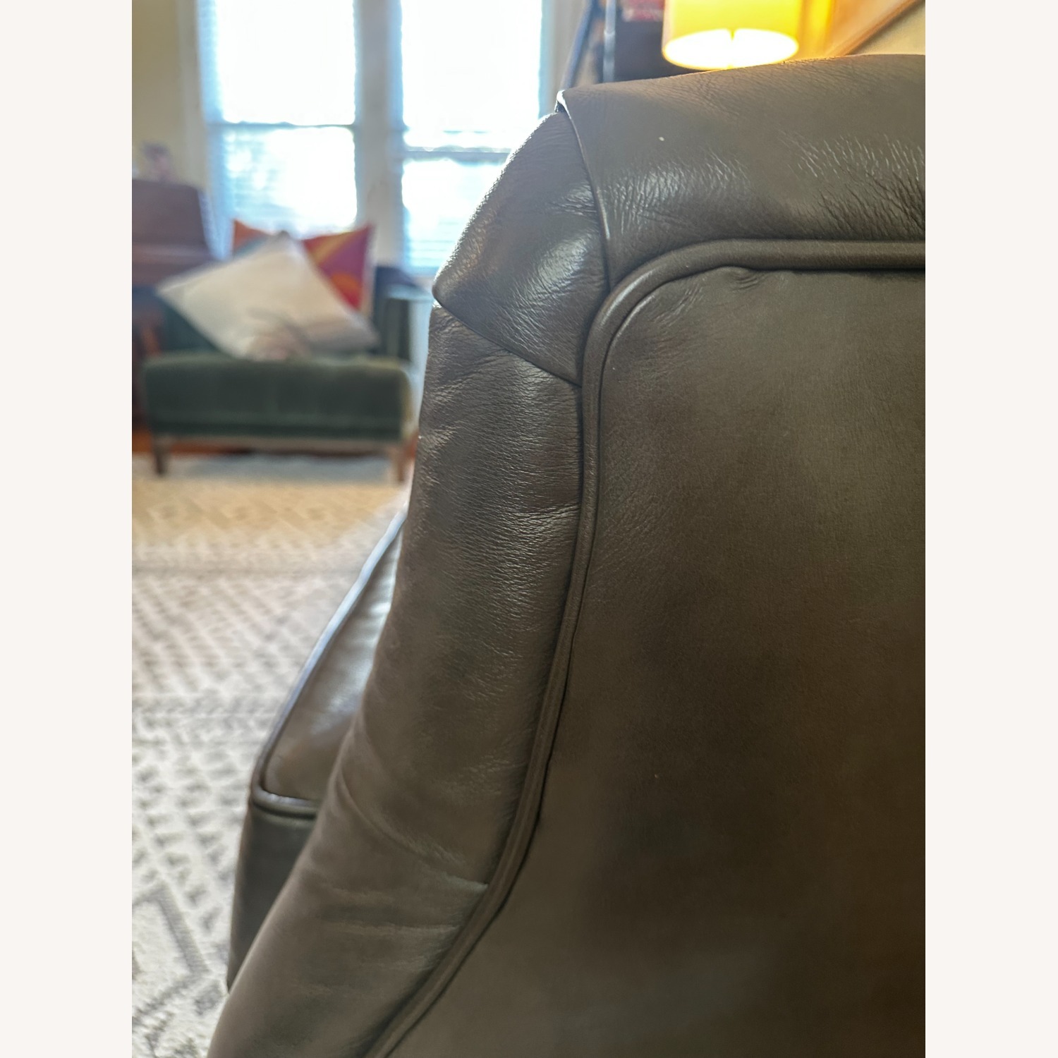 Dark Brown Leather Sofa - image-6