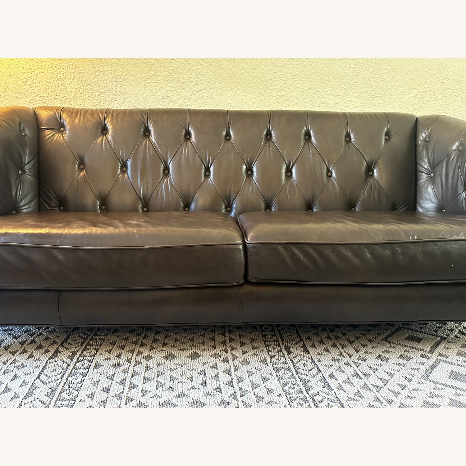 Dark Brown Leather Sofa - image-2