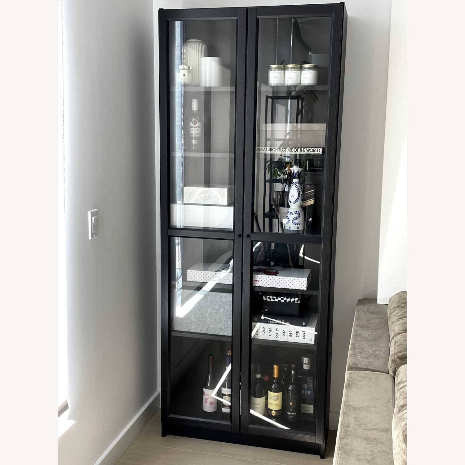 IKEA BILLY Bookcase with OXBERG Doors - image-5