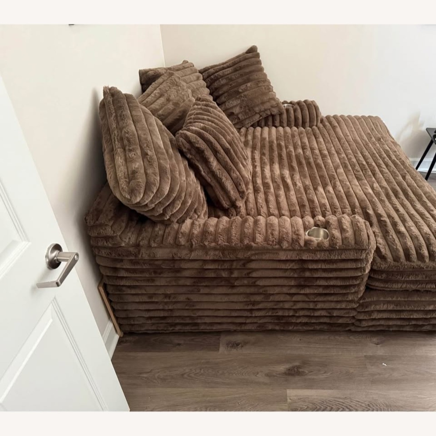 Stratford Brown Velvet Plush Chaise - image-2