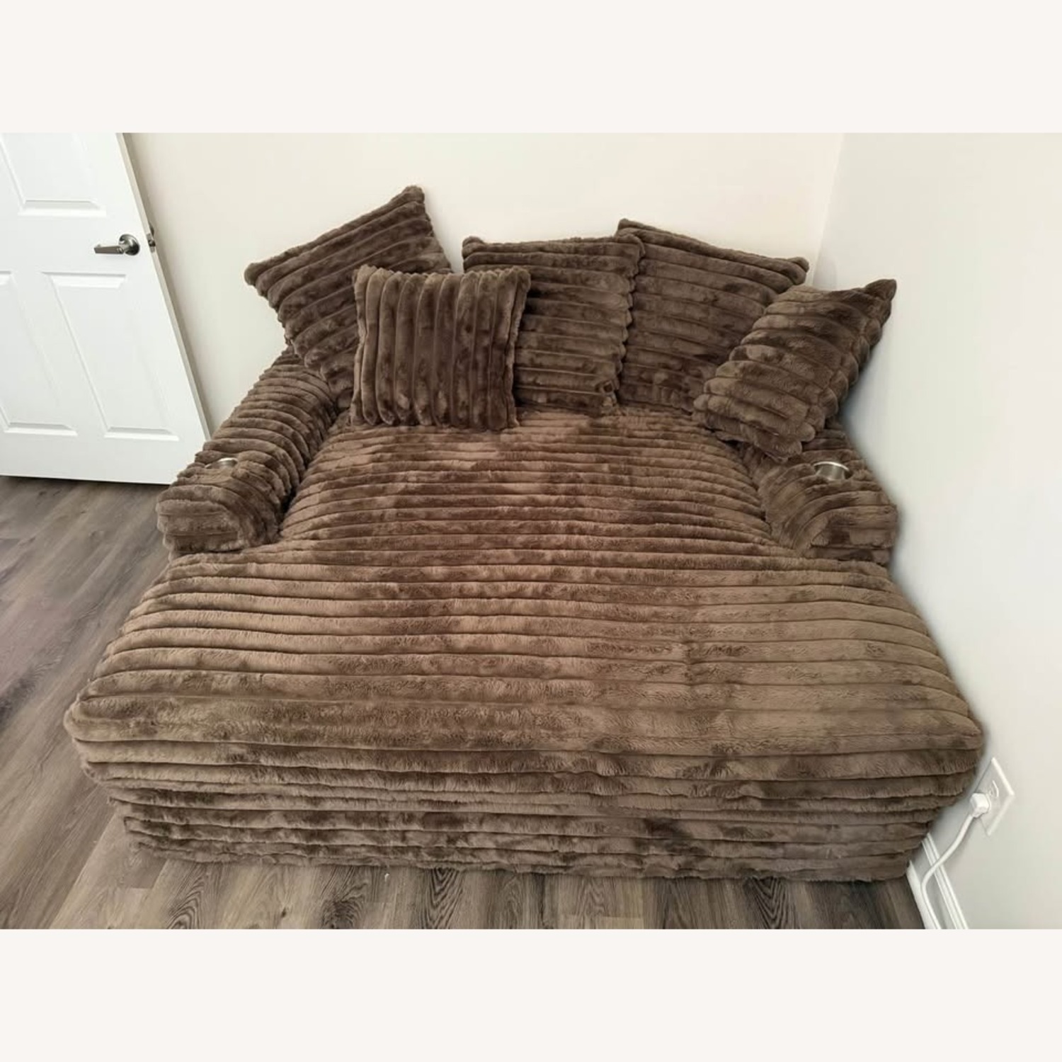 Stratford Brown Velvet Plush Chaise - image-1