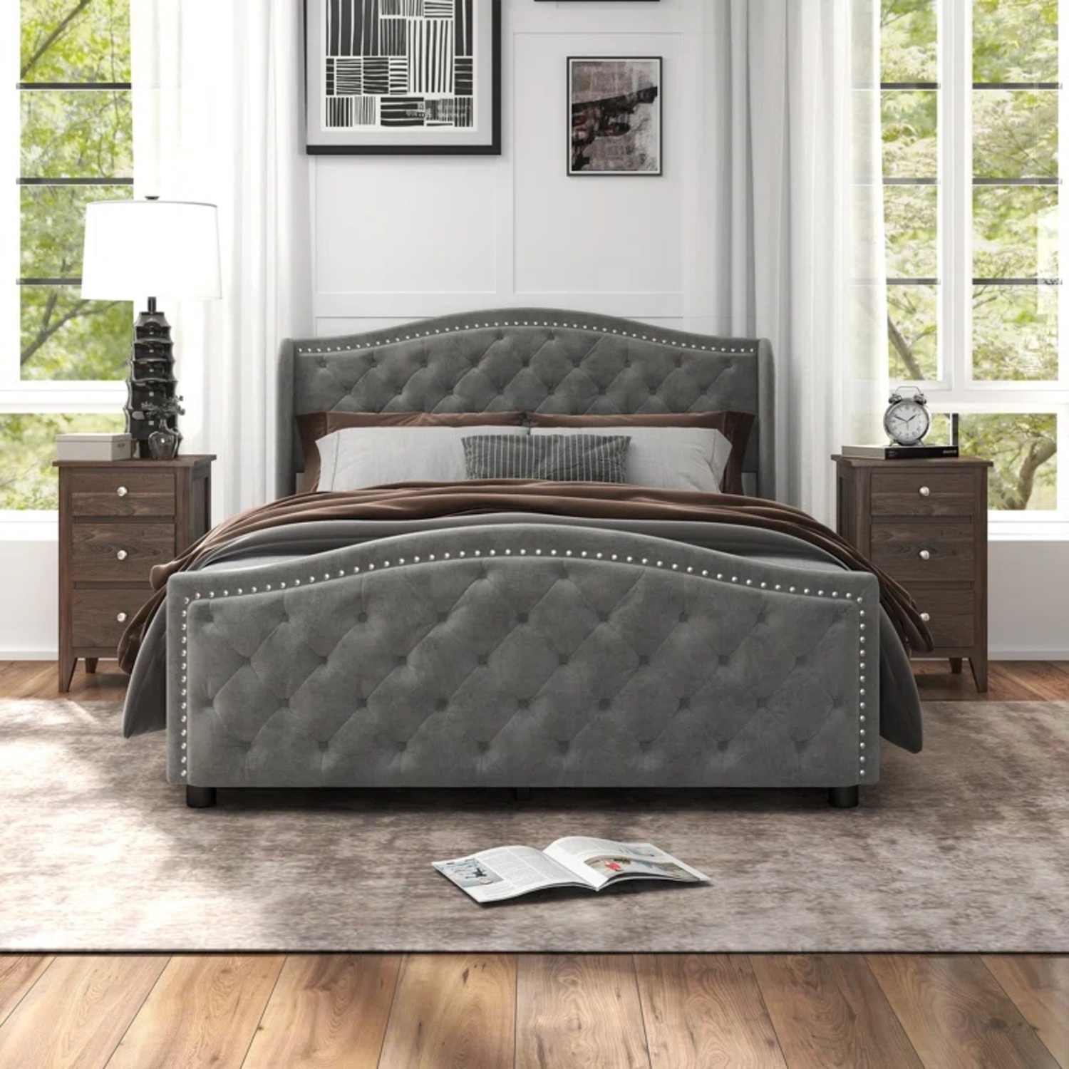 Wayfair Grey Tufted Kassaia Bed - image-4