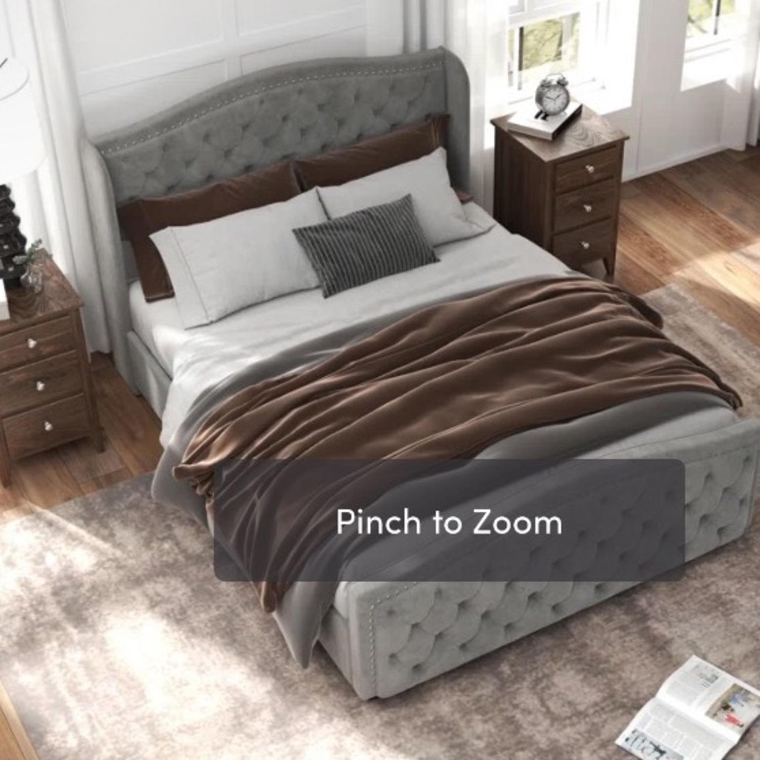 Wayfair Grey Tufted Kassaia Bed - image-1